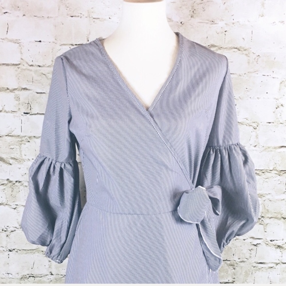 Charlotte Russe Pinstripe Wrap Dress (Size S)